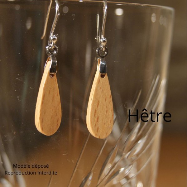 pendientes de madera de haya joyeria etica de madera, joyeria de la naturaleza, hecho a mano
