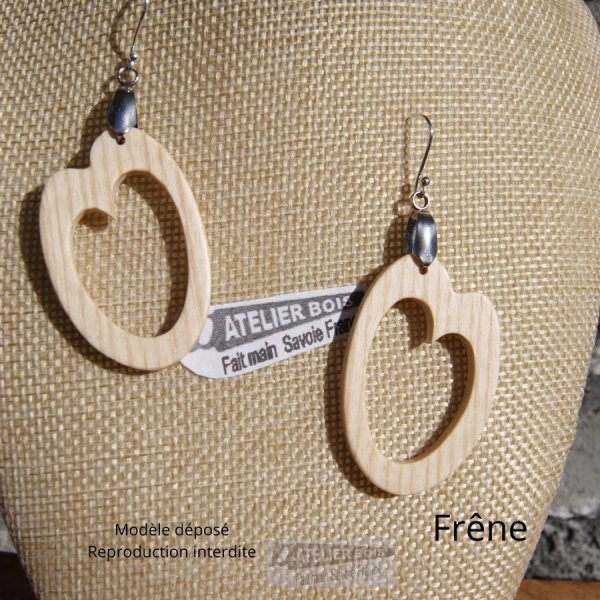 pendiente ovalado de madera de haya joya artesanal de madera, forma geom&eacute;trica