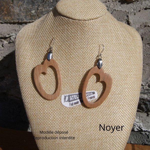 pendiente ovalado de madera de haya joya artesanal de madera, forma geom&eacute;trica