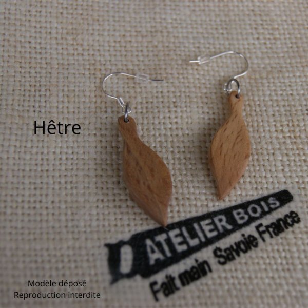 joyas pendientes madera artesanal fresno