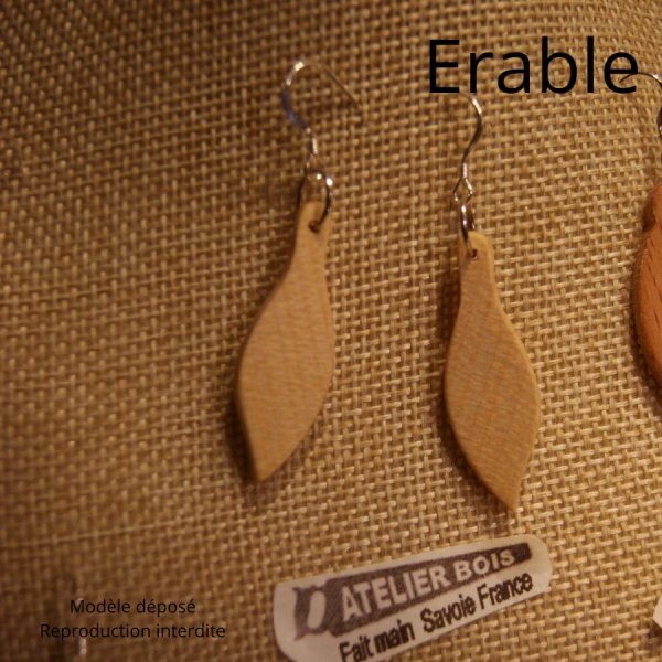 joyas pendientes madera artesanal fresno