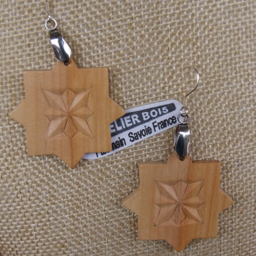 pendientes joyeria tallada naturaleza madera maciza madera de cerezo hechos a mano