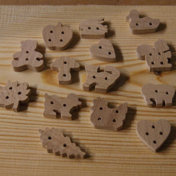 Bot&oacute;n madera maciza elefante 22mm, para coser, adorno hecho a mano scrapbooking