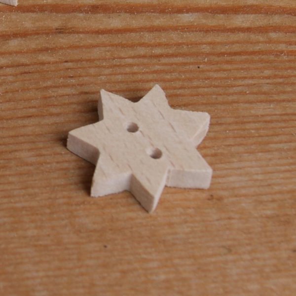 Bot&oacute;n estrella de 7 puntas para decorar y coser, adorno scrapbook de madera hecho a mano