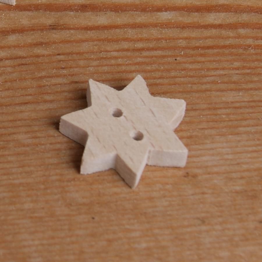 Botón estrella de 7 puntas para decorar y coser, adorno scrapbook de madera hecho a mano