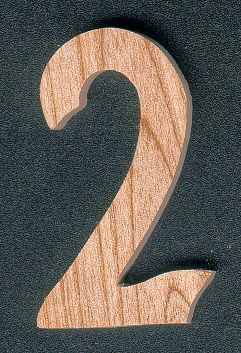 Número 2 en la marca de madera de 5 cm