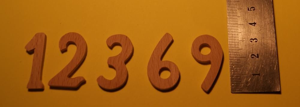 Números de madera 1,2,3,6,9 3,2 cm de alto, 3 mm de grosor, de madera de haya para relojes