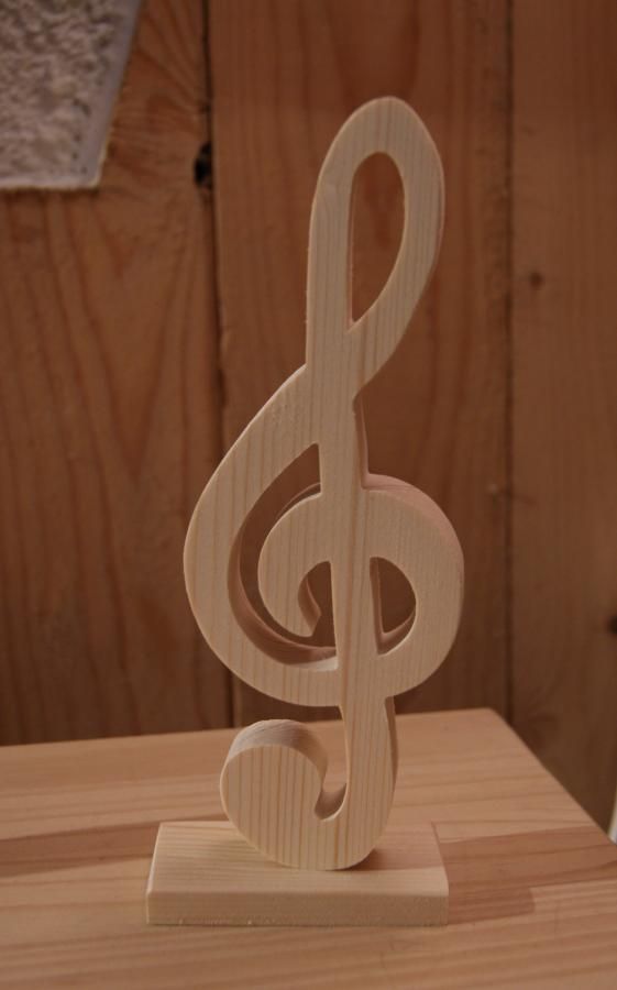 Clave de sol de madera maciza ht 20 cm para la decoración interior de música, decoración de mesa, regalo músico