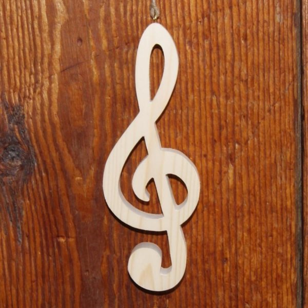 Clave de sol de madera maciza ht 15 cm decoraci&oacute;n musical, regalo para m&uacute;sico, hecho a mano