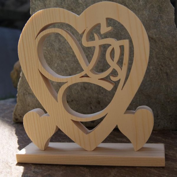 Coeur noce de bois, 5 ans de mariage, initiales personnalis&eacute;es, id&eacute;e cadeau noces de bois