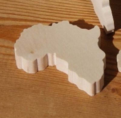 Figurita mapa de África ht6cm espesor 7mm madera maciza de arce hecho a mano