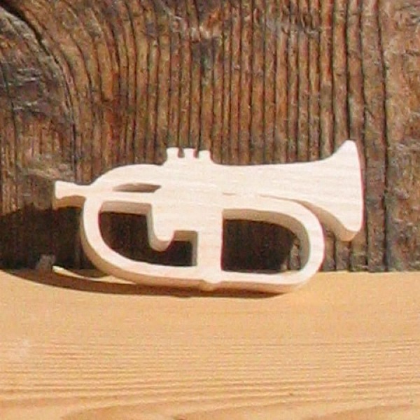 Figurita de corneta de madera maciza, hecha a mano