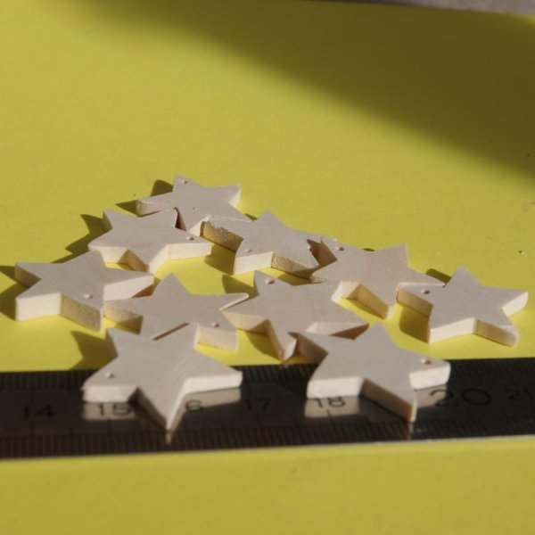 Figurita de estrella en miniatura con 5 ramas perforadas, decoraci&oacute;n navide&ntilde;a para decorar y colgar, madera maciza
