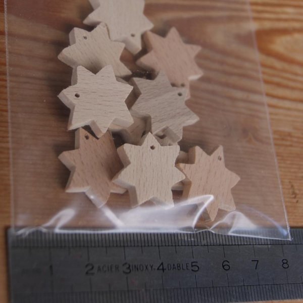 Figurita de estrella en miniatura con 7 ramas perforadas, decoraci&oacute;n navide&ntilde;a para decorar y colgar