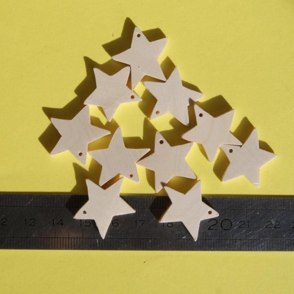 Figurita de estrella en miniatura con 5 ramas perforadas, decoraci&oacute;n navide&ntilde;a para decorar y colgar, madera maciza