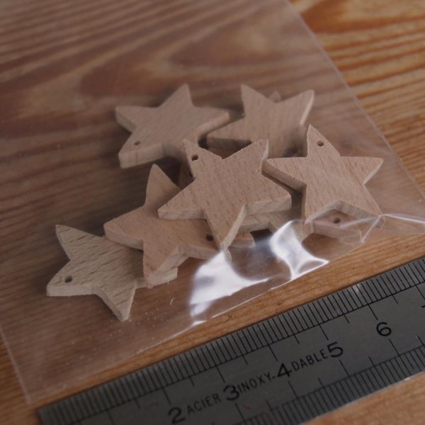 Figurita de estrella en miniatura con 5 ramas perforadas, decoraci&oacute;n navide&ntilde;a para decorar y colgar, madera maciza