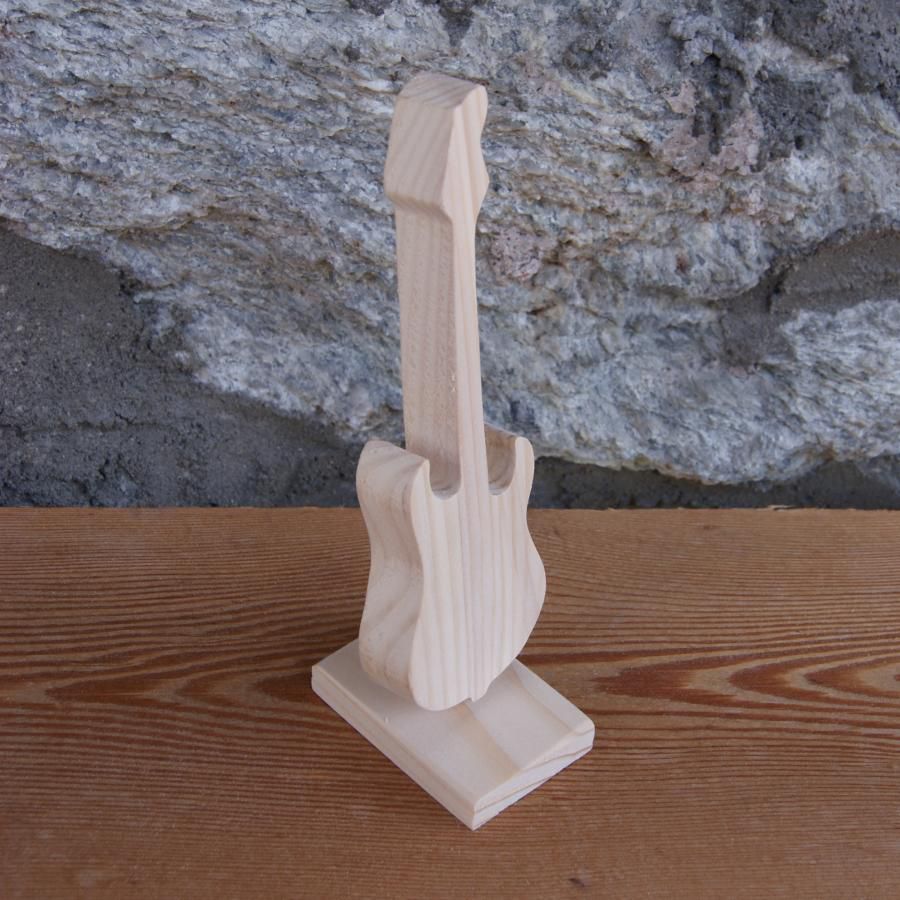 guitarra eléctrica montada sobre una base de 15 cm de altura, hecha a mano de madera maciza, decoración de mesa de boda