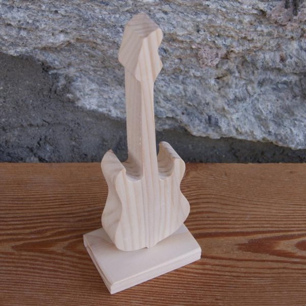 guitarra el&eacute;ctrica montada sobre una base de 15 cm de altura, hecha a mano de madera maciza, decoraci&oacute;n de mesa de boda