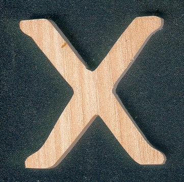 Letra X de madera, altura 5 cm