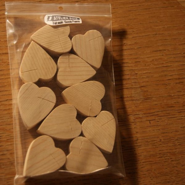 Tarjeta de sitio de coraz&oacute;n de abeto macizo, reutilizable, para decorar, por 10, etiqueta de nombre de boda