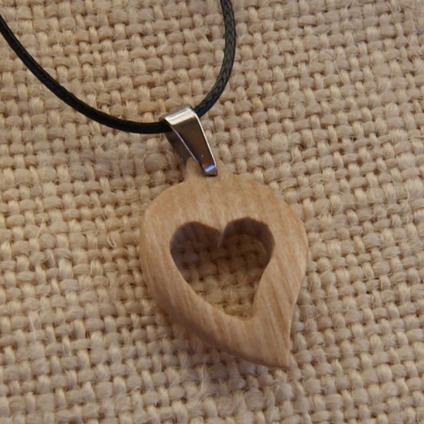 Juego de coraz&oacute;n de madera de fresno, pendientes y colgante de regalo, naturaleza San Valent&iacute;n
