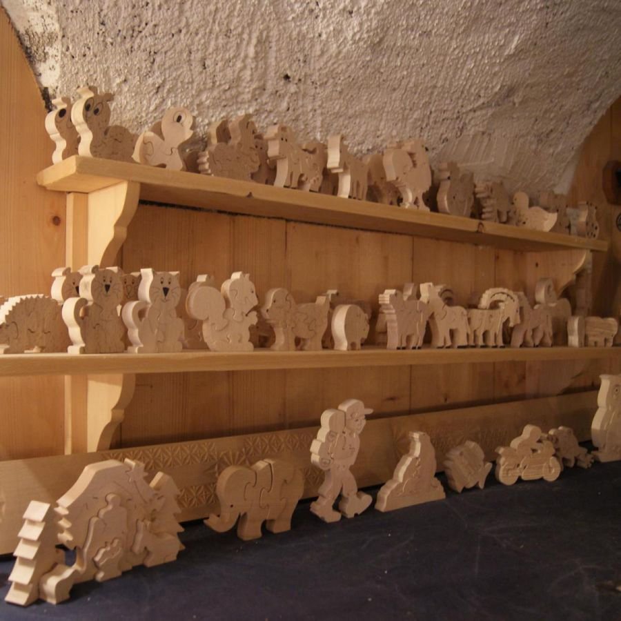Puzzle de madera burro 4 piezas en Hetre macizo hecho a mano, animales de granja