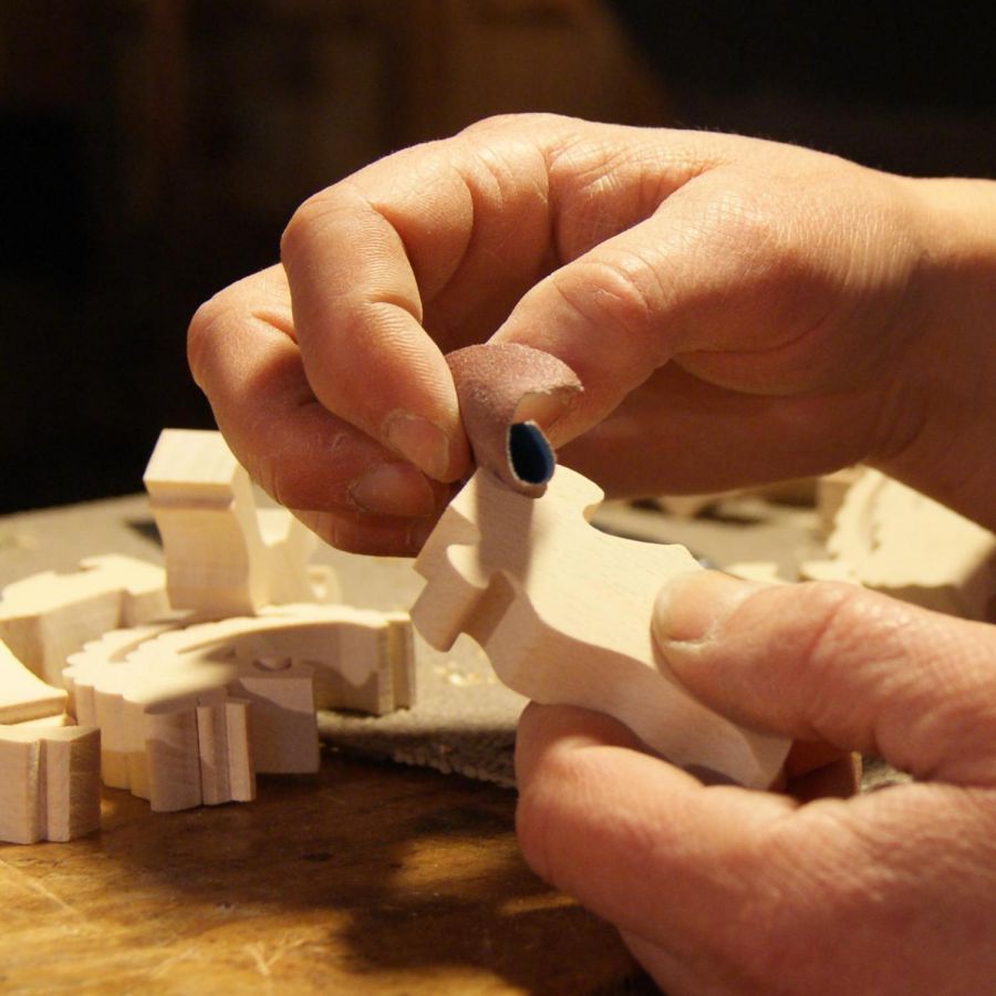 Puzzle de madera 4 piezas oveja o cordero hecho a mano madera maciza, animales de granja