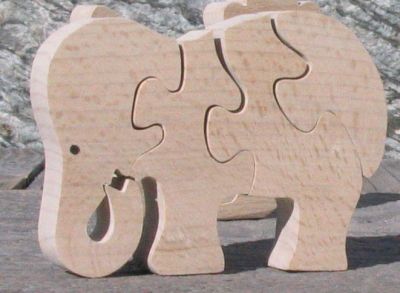 Puzzle de madera 4 piezas comiendo elefante Madera maciza, hecho a mano