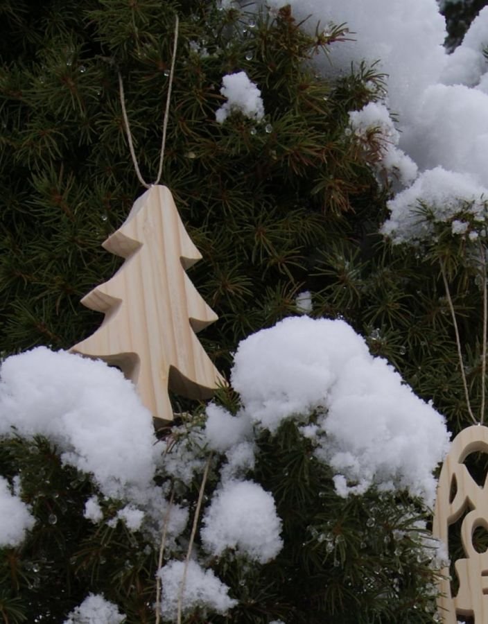 Árbol de Navidad de madera maciza de 10 cm para pintar y colgar, cortado a mano