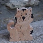 Puzzle de madera 3 piezas gato, Hetre gatito, hecho a mano