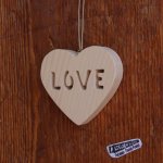 Corazón de madera LOVE, corazón de San Valentín, decoración de boda, regalo de boda de madera o bola de navidad original, muy natural