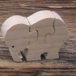 puzzle 3 piezas elefante madera maciza, hecho a mano, animales de la sabana