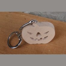 Llavero calabaza de Halloween, hecho a mano en madera maciza